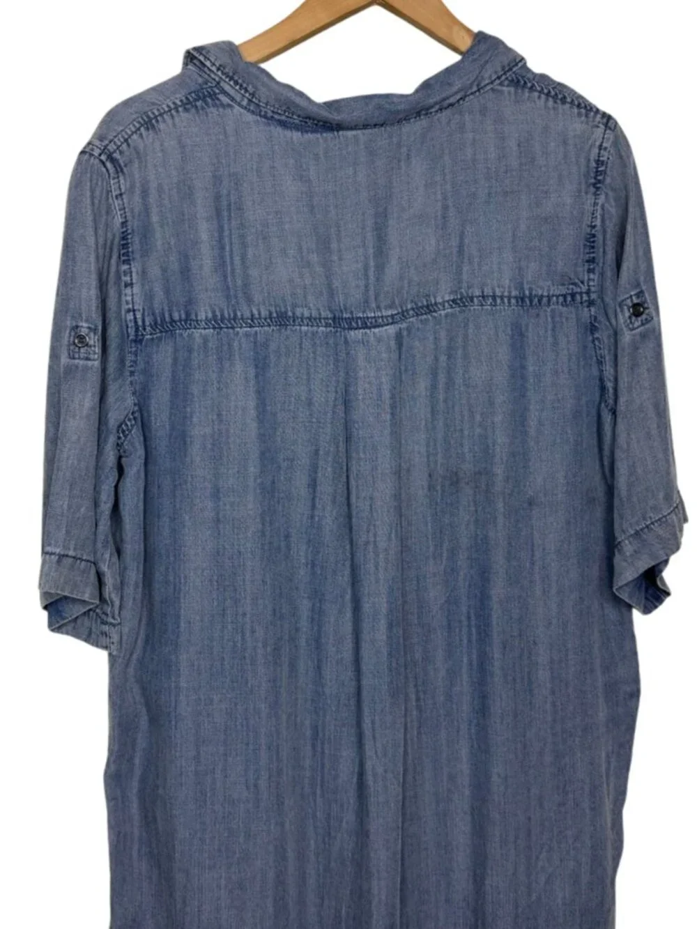 Velvet Heart Blue Tencel Chambray V-Neck Shift Dress with Pockets Size XL - Picture 6 of 10